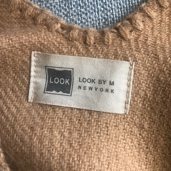 Look by M Womens Tan Plaid Shawl Vest Poncho Winter Wrap OS - Picture 7 of 9